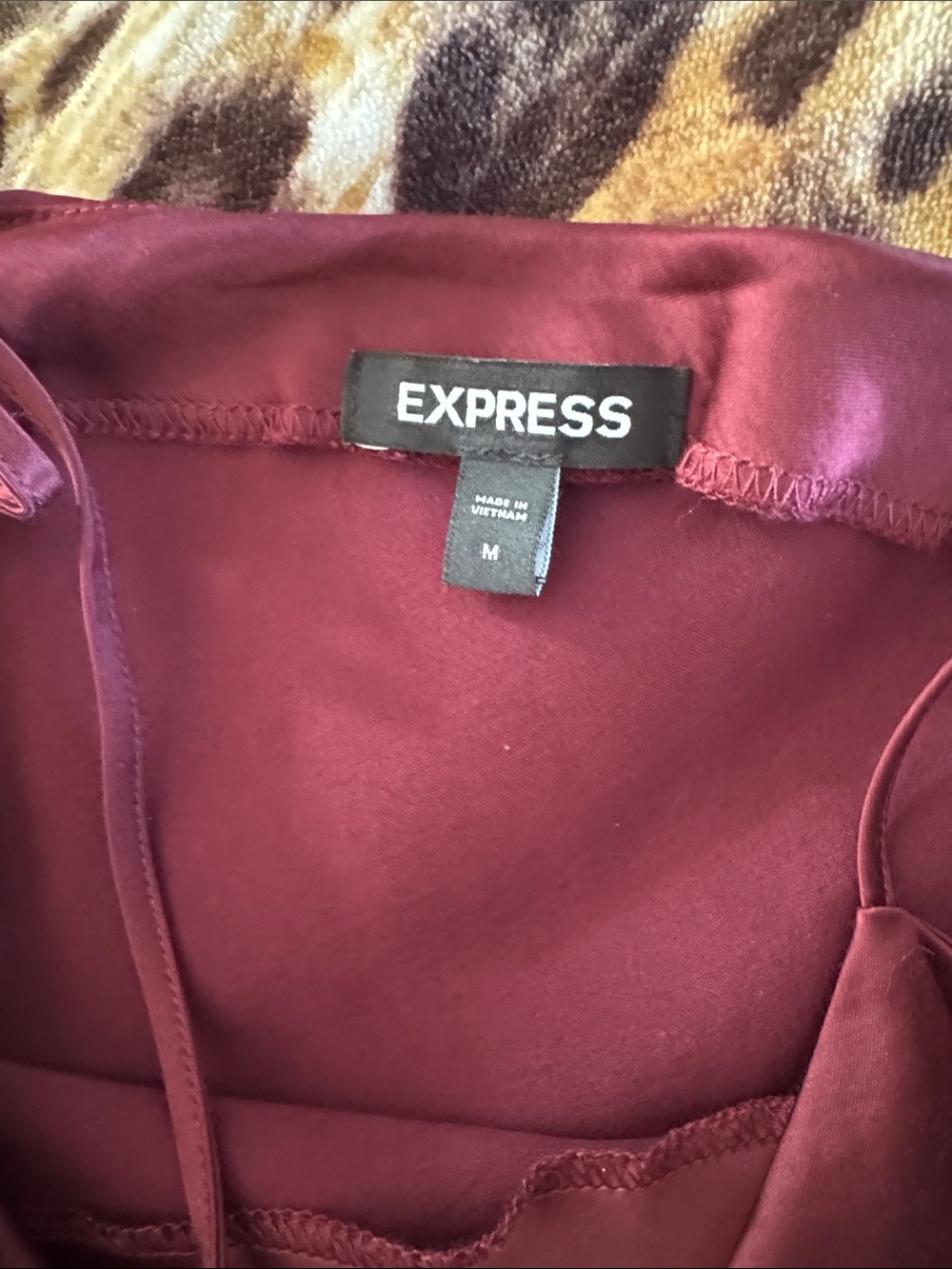 Express Burgundy Satin Slip Dress - Picture 2 of 3